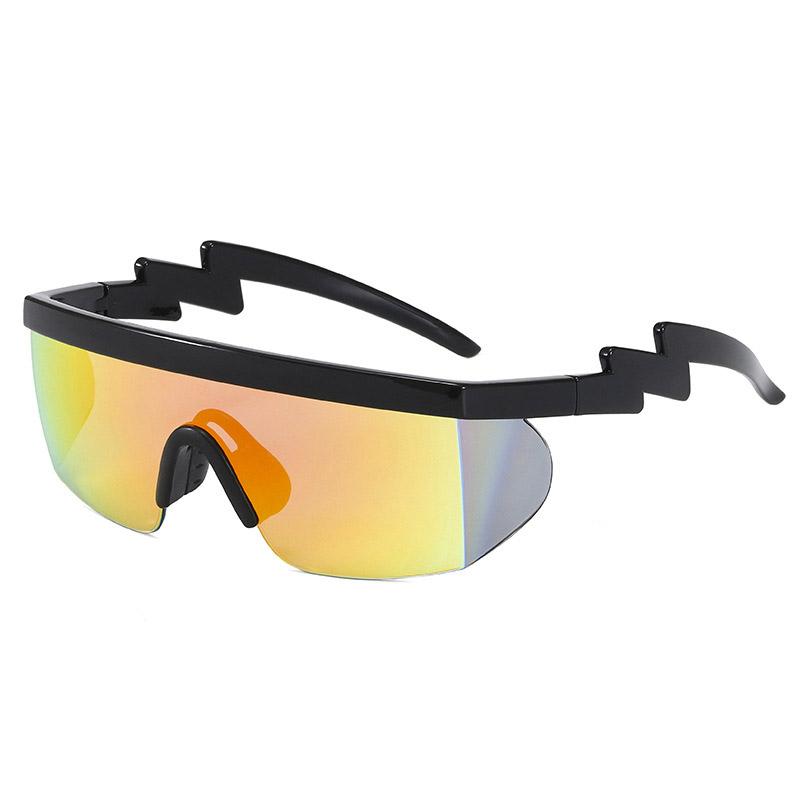 1pc One-piece Sunglasses Lightning Legs Outdoor Sports Cycling Glasses Irregular Sunglasses Women's Sunglasses Men's Sunglasses