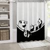 Panda Family Shower Curtain 1Pc Polyester 2D Flat Print 70.8X70.8" Black White Illustration Grommet Top