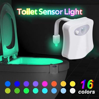 Luce notturna automatica per WC con rilevamento del movimento a 8/16 colori, luce notturna per WC, funzionamento a batteria