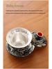 Gold & Silver Inlay Gaiwan Tea Set: Chinese Taotie Teapot with Gilded Teacup & Infuser