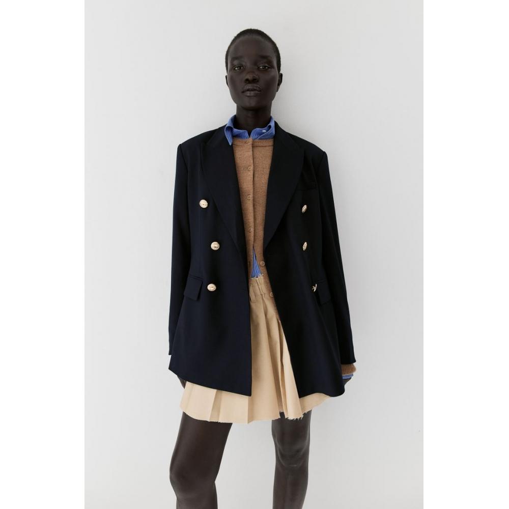 

H M Double Breasted Jacket Navy Blue