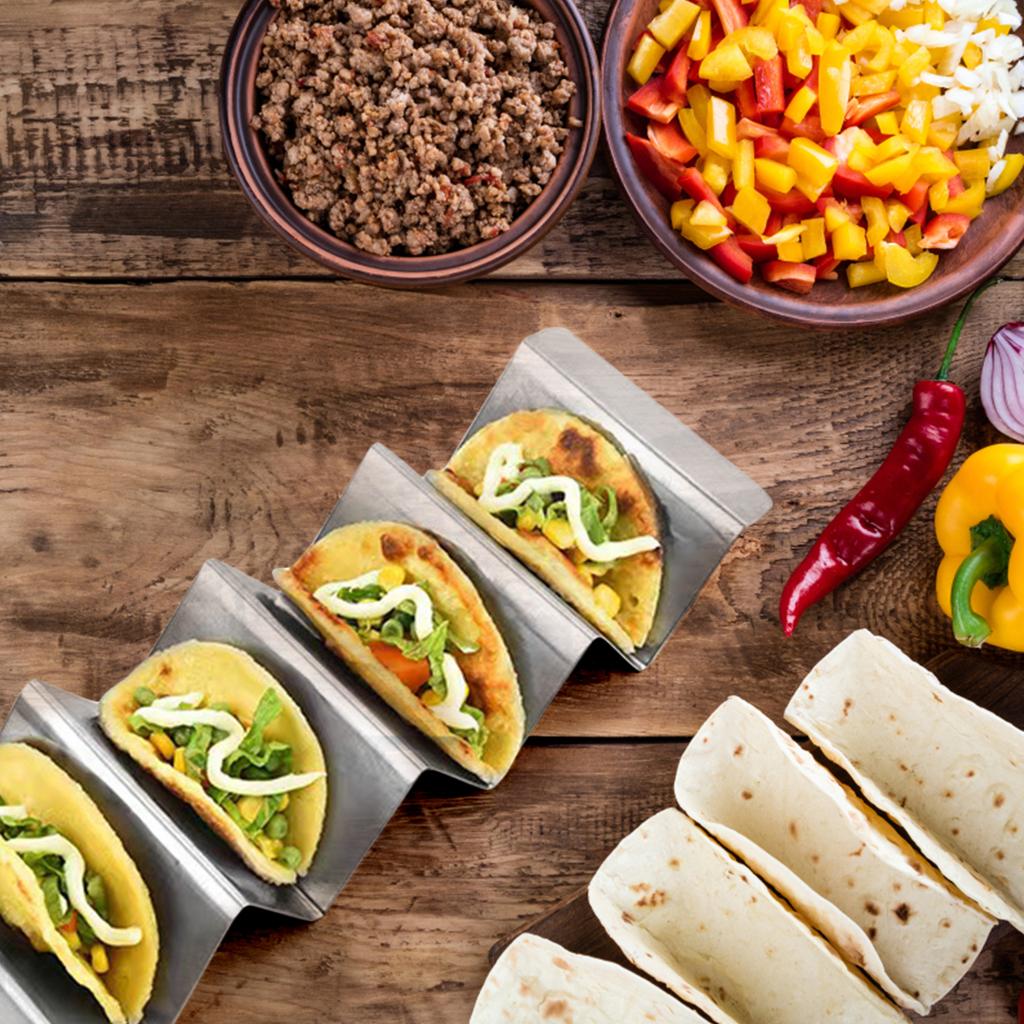 Taco Tray Holds 4 Tacos Keep Upright 304 Stainless Steel Taco Holder for Home Party Gathering
