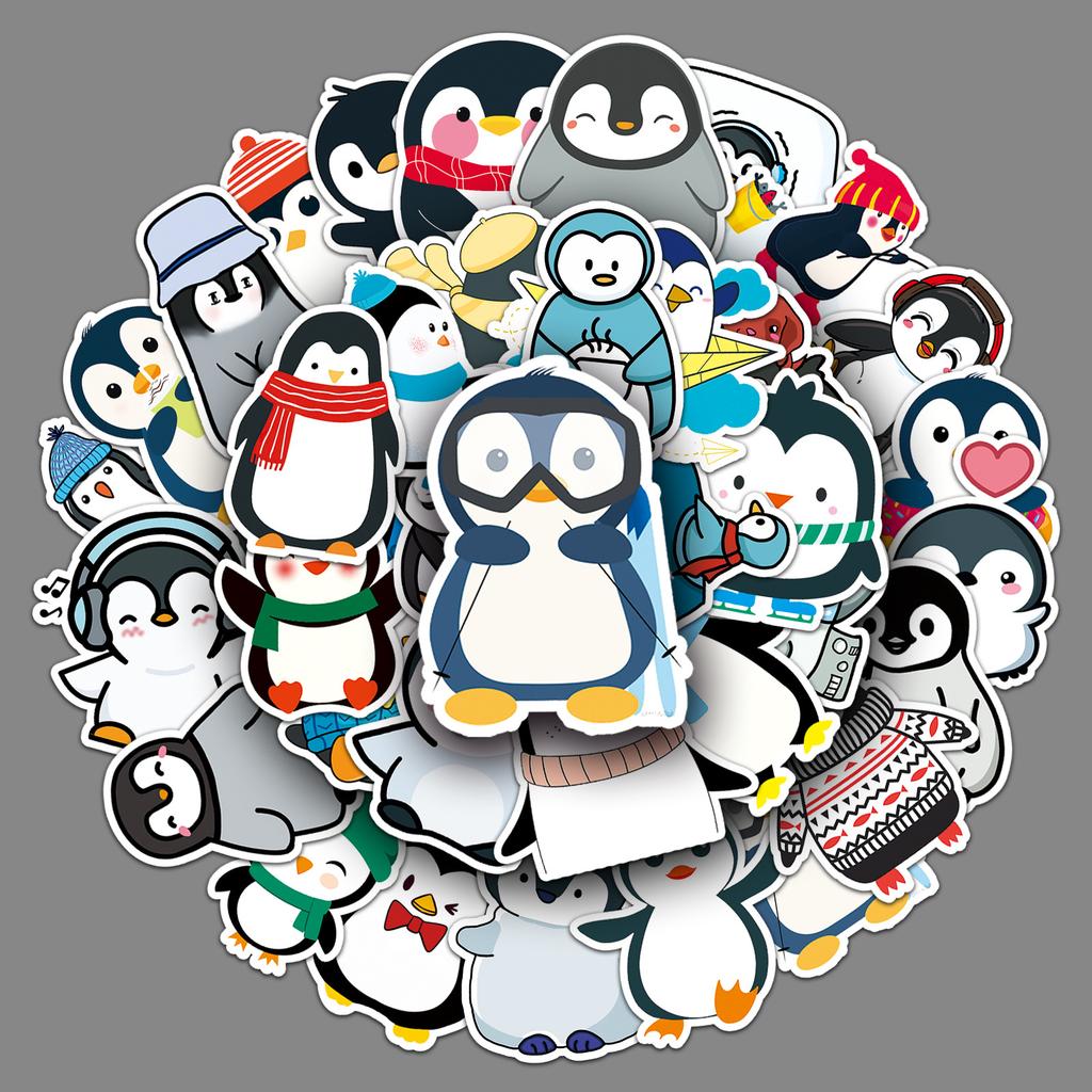 50 Pingwin Doodle Kreskówka Zwierzę Dziecięcy Gag Karta Konto Ręczne DIY Naklejka Wodoodporna na Skateboard Walizka