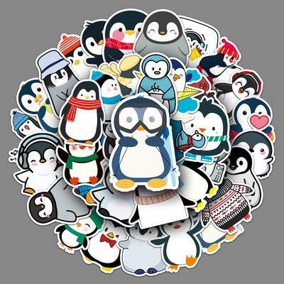 50 Pingwin Doodle Kreskówka Zwierzę Dziecięcy Gag Karta Konto Ręczne DIY Naklejka Wodoodporna na Skateboard Walizka