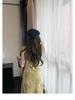 Yellow Strappy Summer Beach Dress: Elegant Ruffled French Style with Puff Sleeves and Cinched Waist