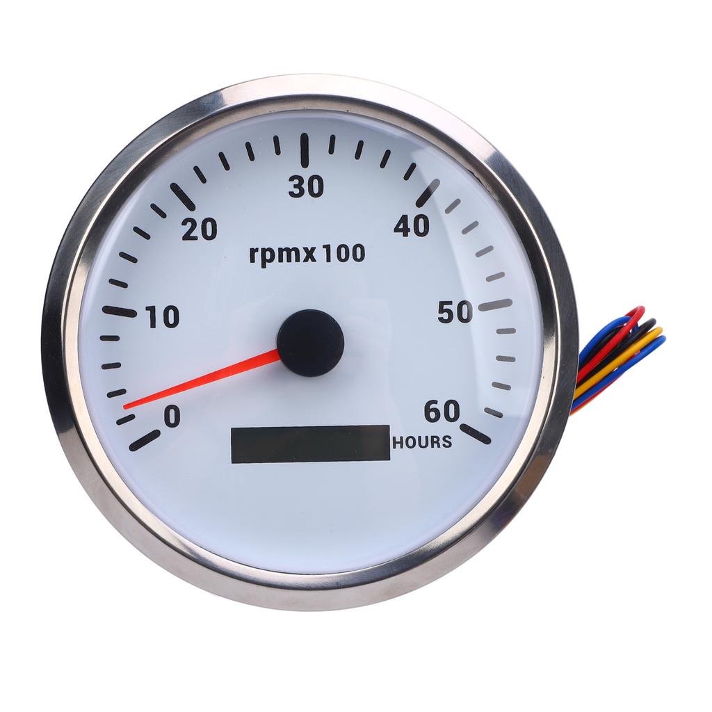 110mm 4 3 8in Tachometer 7 Color Backlight 6000RPM Gauge with Hour Meter for Truck Tractor Trailer Car RV Boat DC 9 To