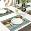 Modern Art Placemats - Teal Abstract Painting Artwork for Dining, Home Kitchen Decorations - Colorful Cafe Placemats