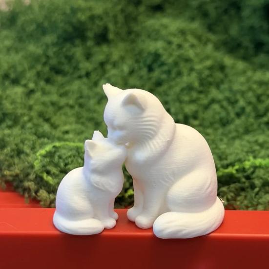 Niedliche Katzenfigur, Mutterkatze und Kätzchen 3D-gedruckte Skulptur, Sammlerkatzenstatue für Innenbereich, Büro, Tisch, Regal Dekor, Geschenke für Katzenliebhaber