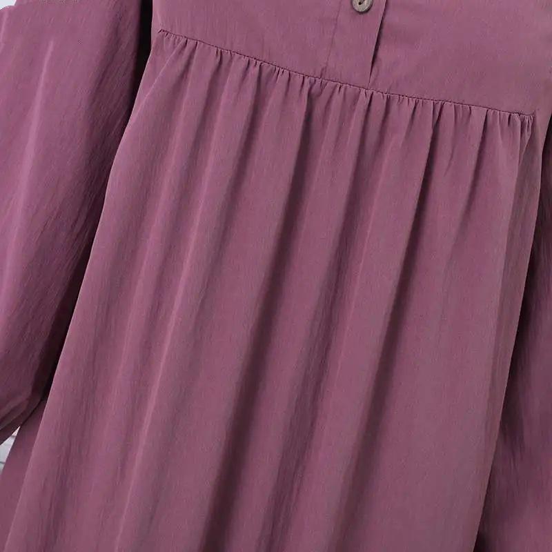 2025 Women's Elegant Muslim Robe with Puff Sleeves and 3D Embellishments