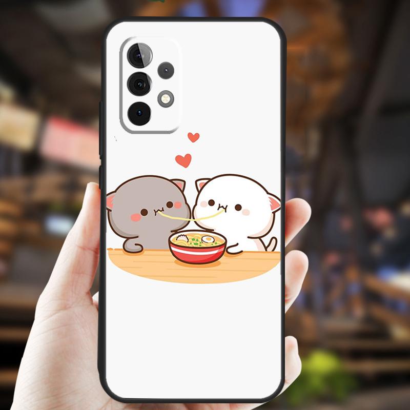 Peach And Goma Mochi Cat Case For Samsung Galaxy A54 A34 A24 A14 A12 A32 A52 A51 A71 A50 A70 A13 A33 A53 A52S Coque