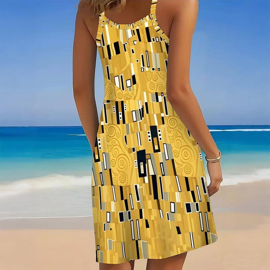 Women's Beach Dress Mini Dress Print Casual Modern Dress Sleeveless Loose Fit Outdoor Daily Summer