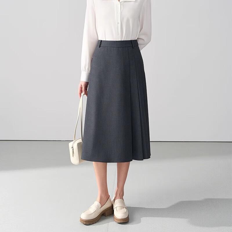 Women's High-Waist Pleated A-Line Commuter Skirt