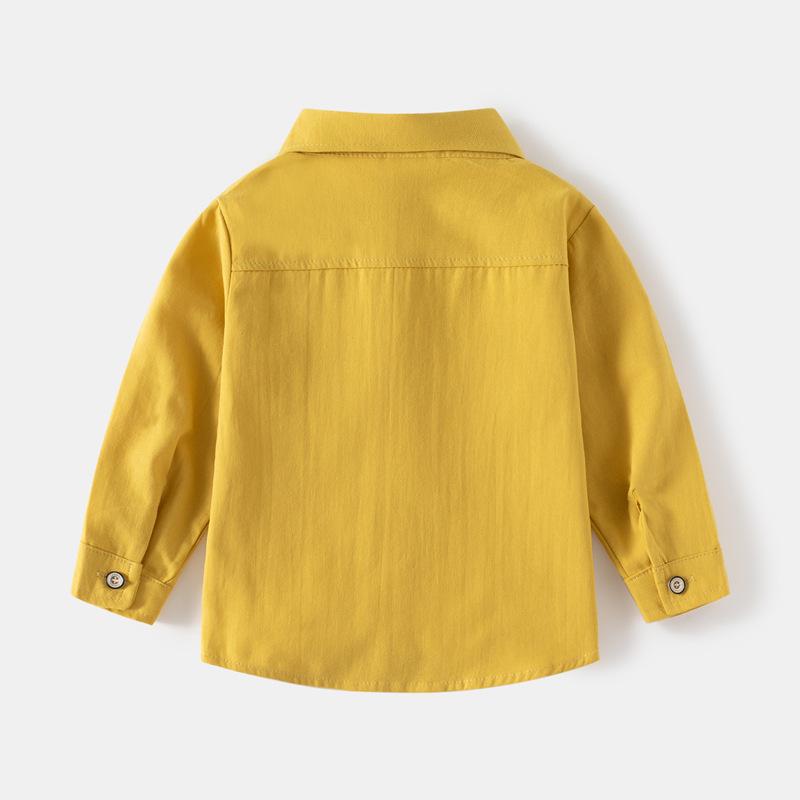 2025 Boys' Double-Pocket Long-Sleeve Square-Collar Shirt