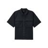 Solid Color 3D Pocket Zip-Up Short Sleeve Shirt Men Tops Black DX9650-010