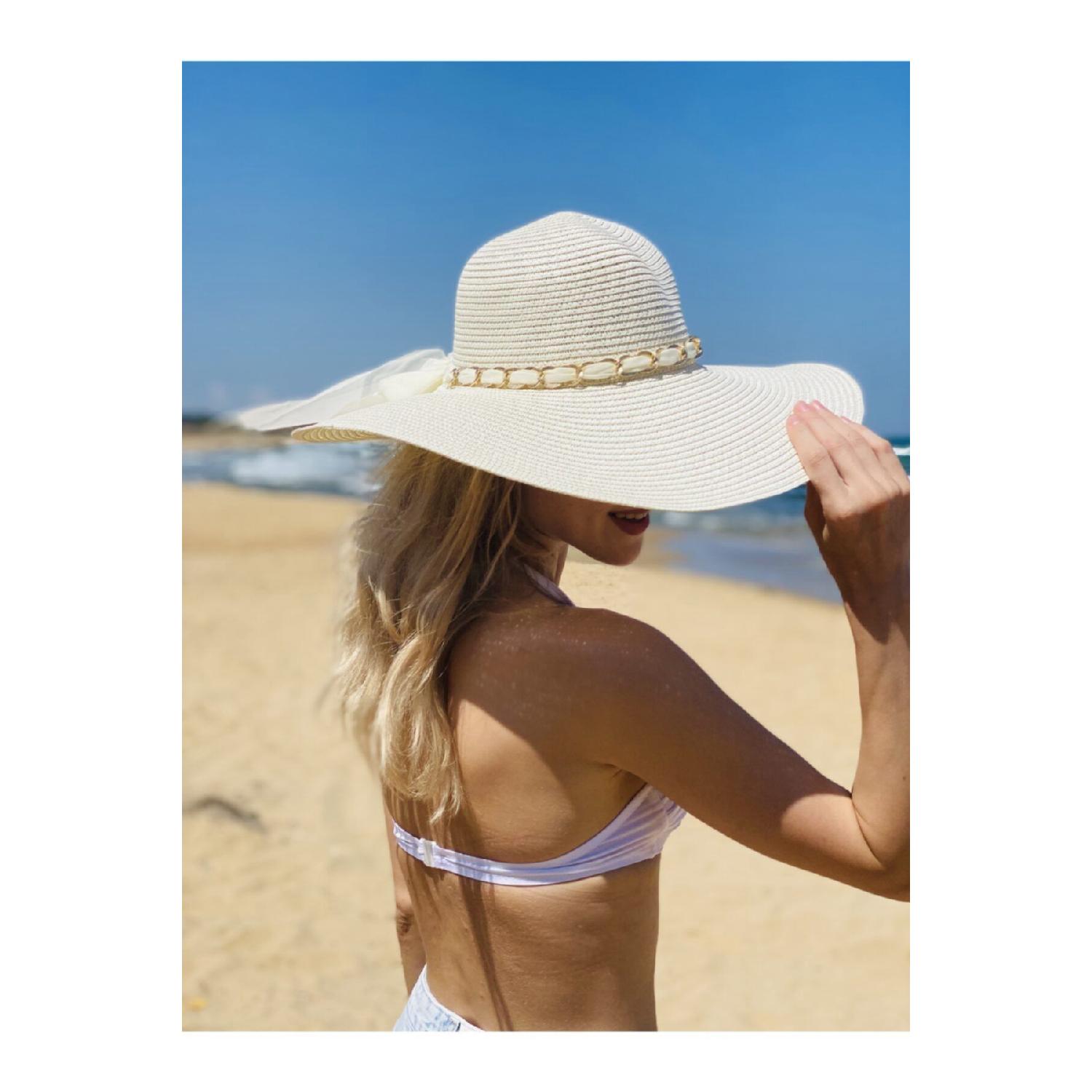 

Женская соломенная пляжная шляпа цвета экрю