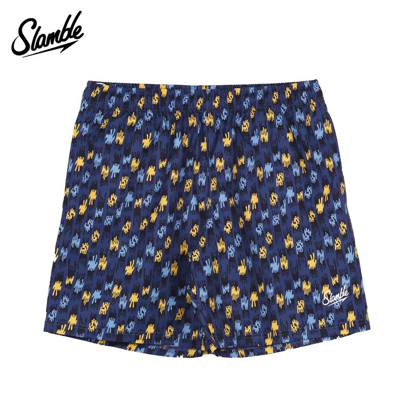 Slamble Full Printed Athleisure Men and Women Shorts L синий