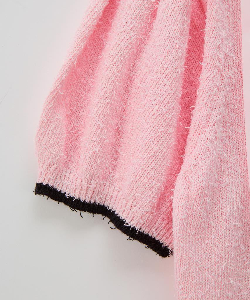 SALON DE YOHN Ribbon Point Knit Top_ Pink