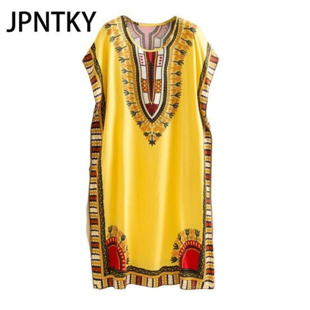 JPNTKY Summer Dress Geometric Print Pullover One Size Chic Women Mid-Calf Dress for Homewear