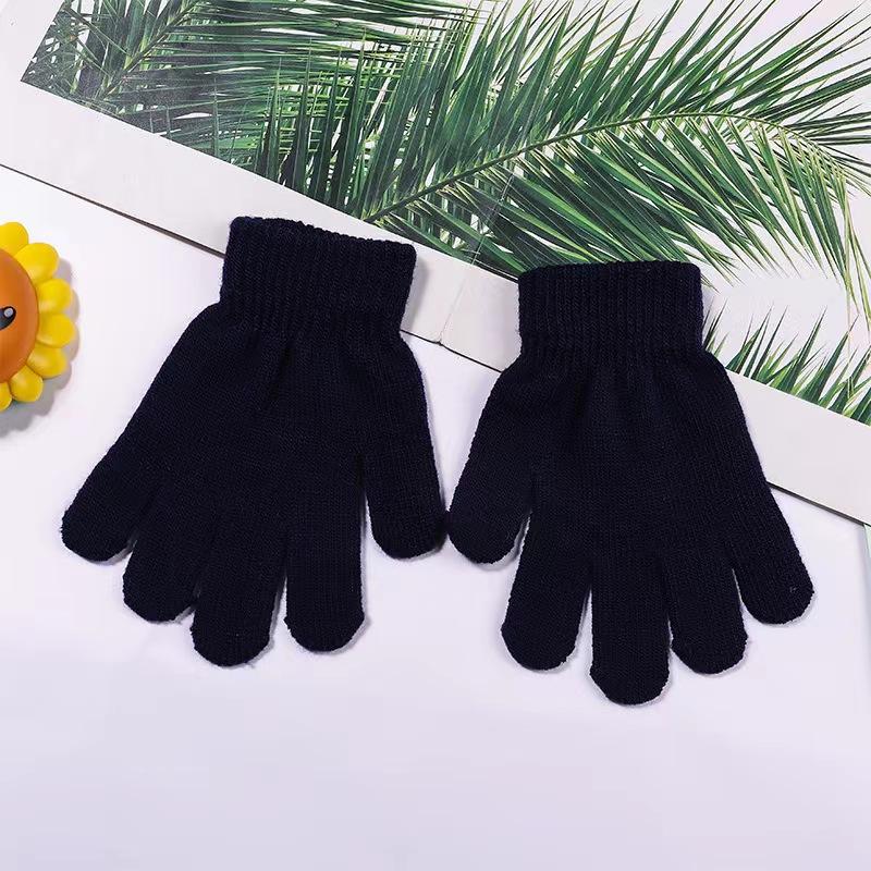 Autumn and winter men's and children's acrylic simple warm knitted gloves full finger magic gloves