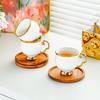 Ceramic Espresso Cup Set European Simple Phnom Penh Coffee Cup with Bamboo Wood Coaster Cup Saucer Afternoon Tea Set
