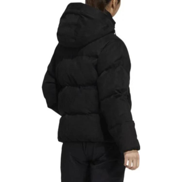 adidas Chaqueta Plumífera con Capucha y Cremallera con Logotipo de Marca de Color Sólido para Mujer Ropa Exterior Negra H20810