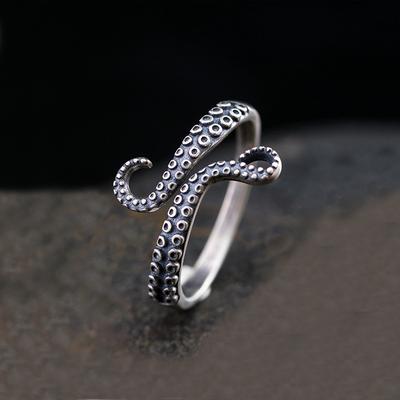New Style Vintage Octopus Design Thai Silver Female Party Rings Promotion Jewelry For Women Never Fade Cheap Gifts