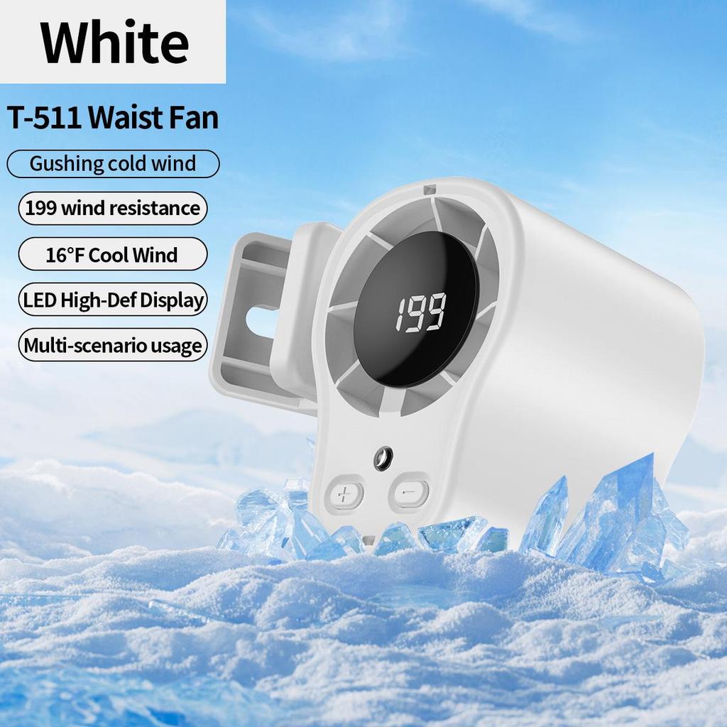 T511 High-Speed Clip-On USB Mini Fan with Digital Display and Lanyard