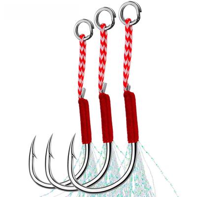 Ise Ni High Carbon Steel Barbed Hook with Feather for Sea Fishing