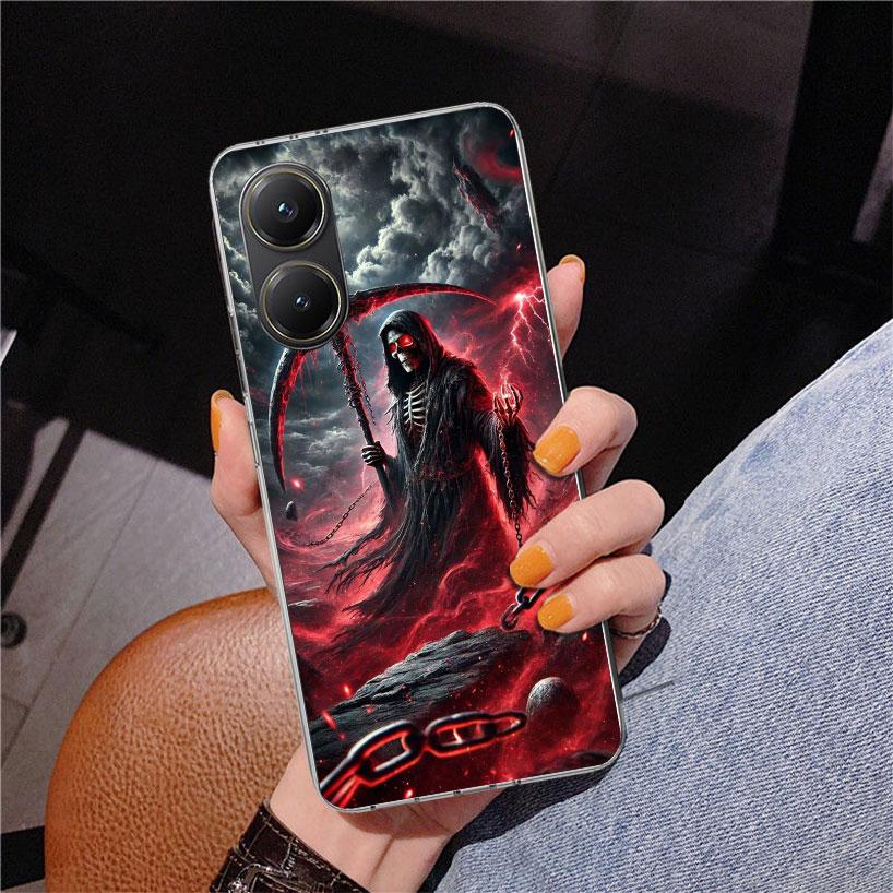 Death Grim Reaper Skull Scythe Phnoe Case for Xiaomi Poco X5 X6 X7 Pro X4 Gt F7 Ultra M8 M7 Redmi 15C 15 13C 13 12C 12 Unique Co