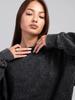American Retro Distressed Washed Black Round Neck Women's Sweatshirt - 2025 Autumn/Winter Trendy Design.