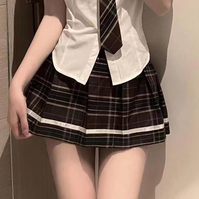 Sex Underwear JK Sexy Dress Cos Uniform Temptation Summer Skirt with Pleated Skirt Plaid Suit