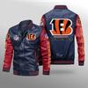 Mens pu leather jacket printed jacket tigers rugby fans gift loose personality jacket leather jacket