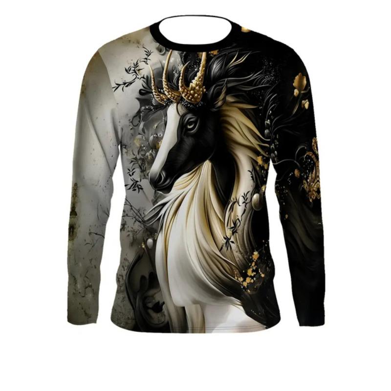 

Новые мужские футболки с 3D-графикой тигра, мужские подарки, модные топы Harajuku с круглым вырезом, повседневные спортивные футболки с длинным рукавом и принтом волка 6XL