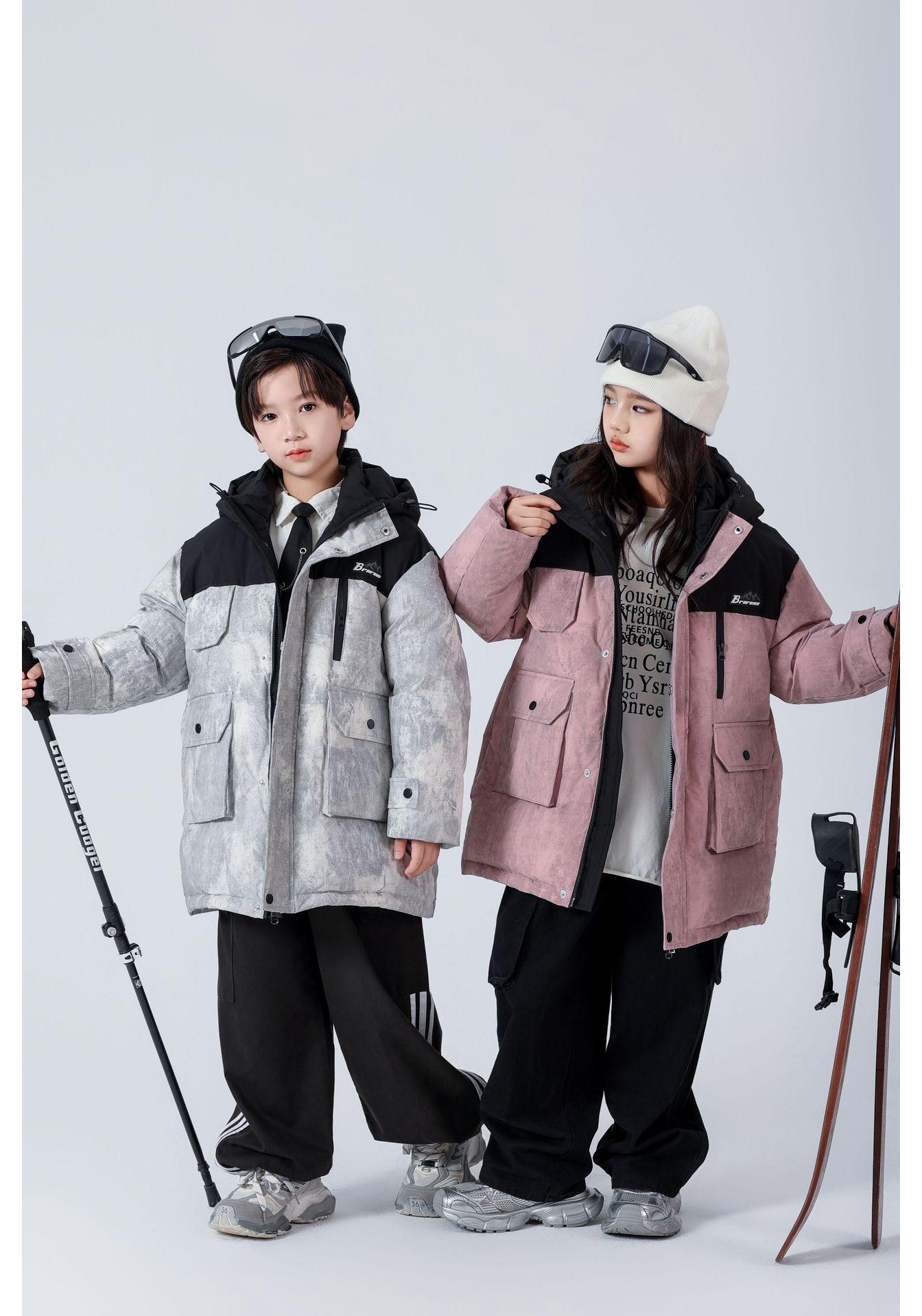 Winter Trendy Kids Camouflage Hooded Down Jacket - Windproof & Warm 150 cm розовый