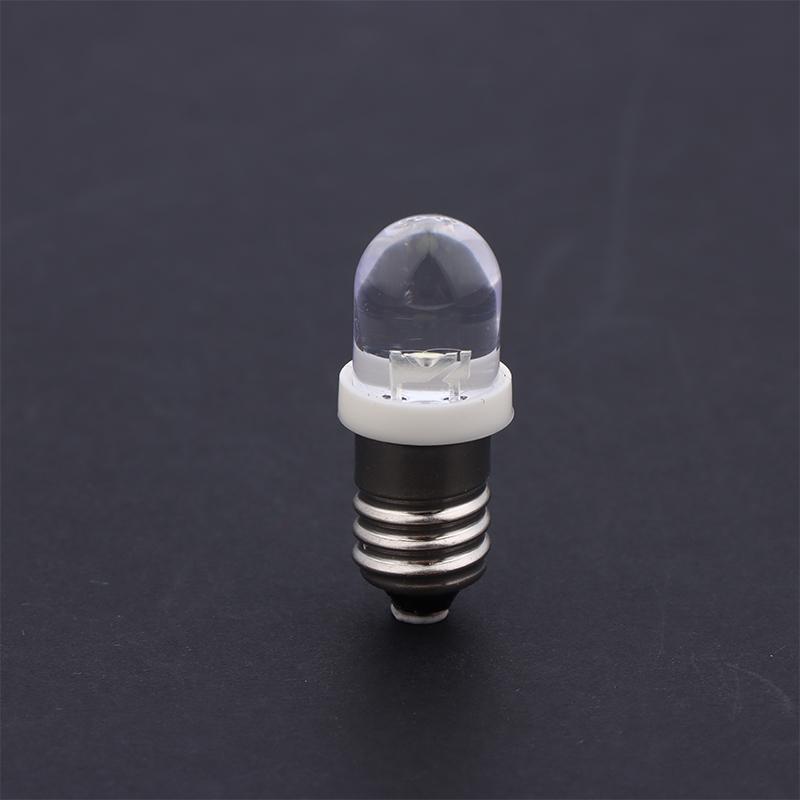 5Pcs Led E10 Dc3V 5V 6V 12V 24V Screw Bulb Warning Signal Bulb E10 Instrumentation Bulb Indicator White Auto Interior Light