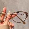 Ochelari de miopie noi la modă tip ochi de pisică pentru femei, stil INS, designer de marcă de lux, ochelari populari din metal, dioptrii 0 până la -4.0