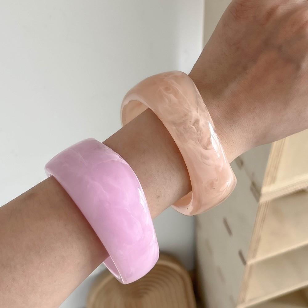 Smudged Wide Chunky Bangle Marbling Cuff Bracelet Vintage Irregular Resin Bracelet Gifts