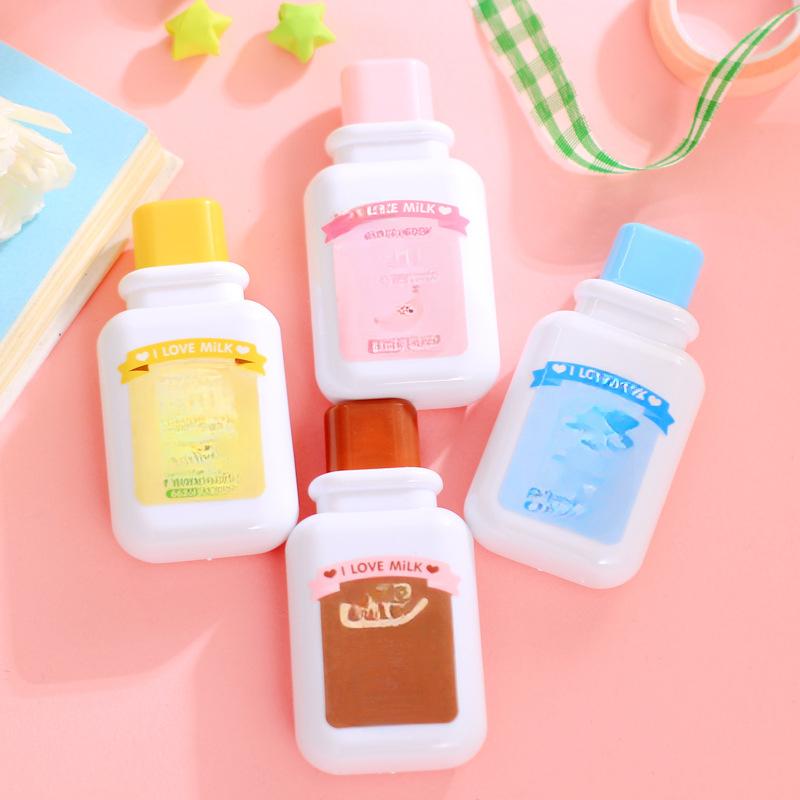 

4 шт., портативная корректирующая лента для бутылок молока, Kawaii, белый корректор, рекламный подарок, канцелярские принадлежности, студенческий приз, школьные канцелярские товары