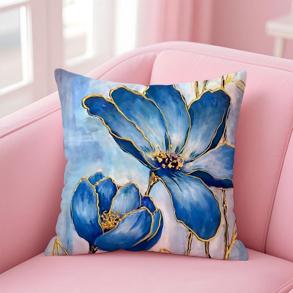 popular Oil Painting Floral Elegant Cushion Cover Comfortable Reversible Pillow Cover Ideal for Car Sofa Bedroom & Beyond