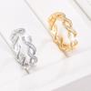 Zircon Inlaid Knotted Cable-Knit Copper Women's Fashion Ring