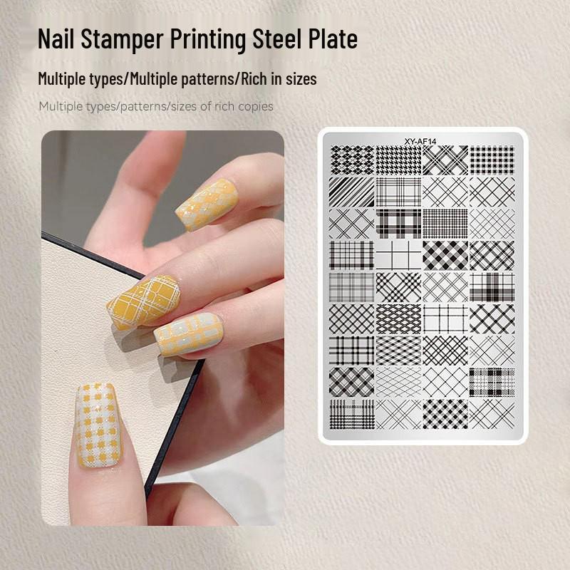 Nail Art Stamping Plates - Star, Polka Dot, Lines, Grid Lace Textures
