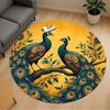 1pc Peacock Tree Round Chair Mat Area Rug - Non-Slip, Floor Mat for Office, Bedroom, and Indoor Decor -1002183