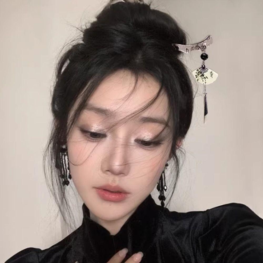 Alloy Hairpin Fan-shaped Tassel Updo Hairpin Hot Fan-shaped Tassel Hairpin for Flaggy Dress Hanfu