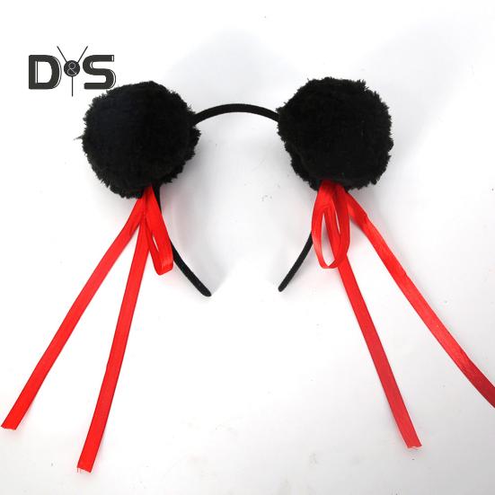 Wollknäuel-Stirnband mit rotem Band-Design, Haarband, Dutt-Design, Stirnband für Erwachsene und Kinder, Haar-Accessoires