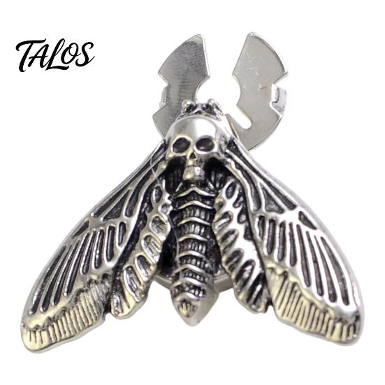 Heavy Metal Rock Festival Accessories Vintage Moth Button Covers, Gothic Skull Snap On Shirt Unique Cufflink Replacements for Men Cufflinks