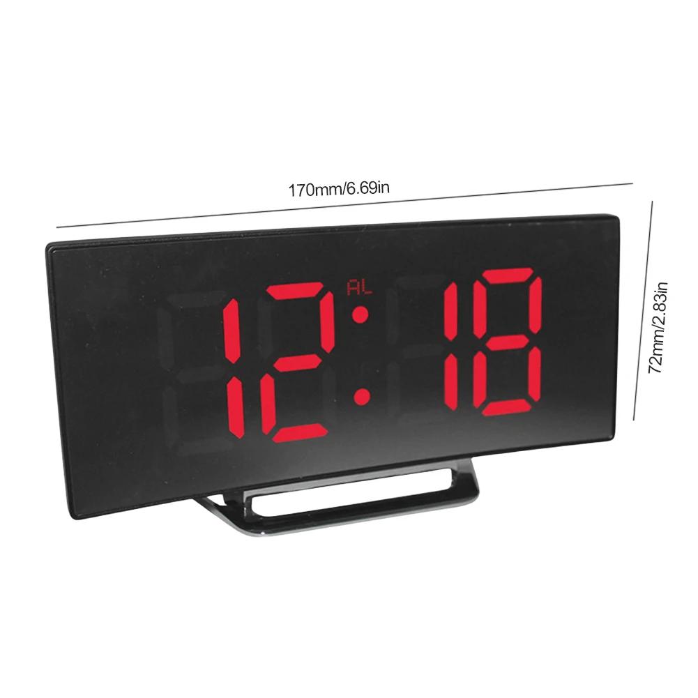 

Настольные часы 6 дюймов для дома, офиса, общежития, светодиодный дисплей, большие цифровые настольные часы, креативный изогнутый экран-зеркало, будильник