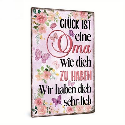 German Inspirational Quote Metal Tin Sign - Multipurpose Wall Hanging Art for Home & Living Room, Oma Gift Plaque Iron Sign