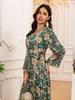 AB439 Middle Eastern Women's Diamond-Studded Fashion Print Jalabiya Robe