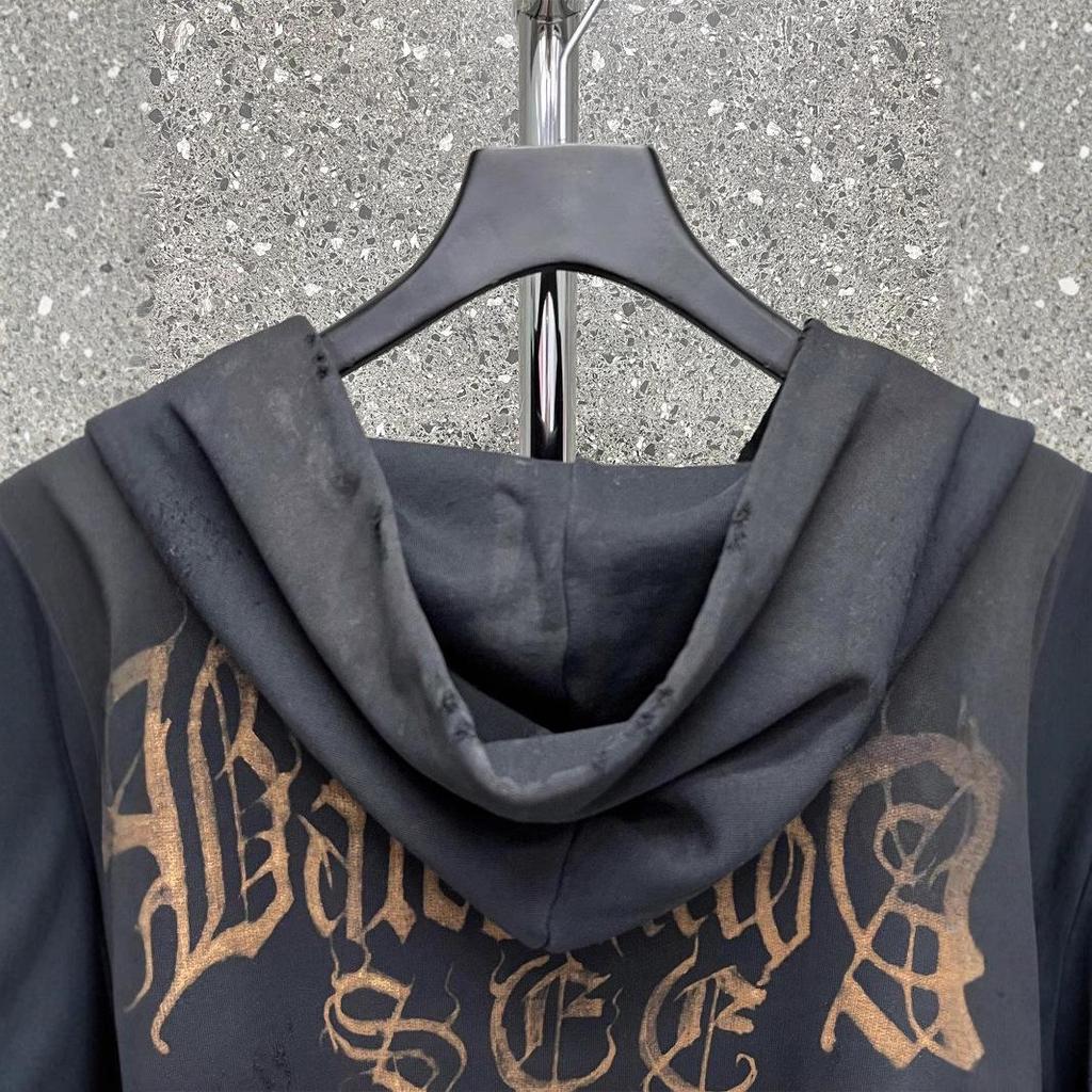 23SS B Marke Sanskrit Flamme Reißverschluss Hoodie - Lockere Passform Lässige Jacke