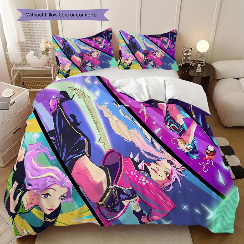 K-pop Devil Hunter Panel Comics bedding, duvet cover, pillowcase, home decoration, birthday gift (1 * duvet cover+2 * pillowcase, coreless)